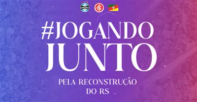 Banner "Jogando Junto pela reconstrução do RS"